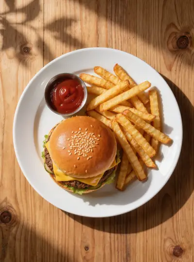 Cheeseburger and fries